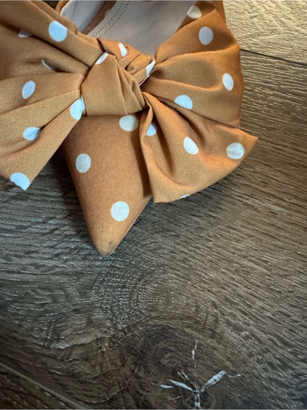 Zara Mustard Polka Dot Bow Slingback Flats - Picture 9 of 11